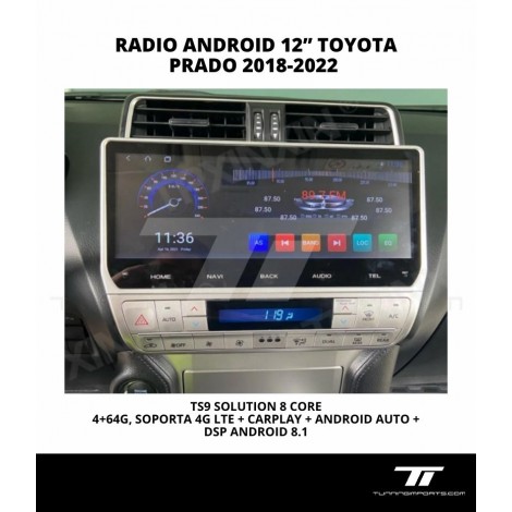 RADIO ANDROID 12” TOYOTA PRADO 2018-2022